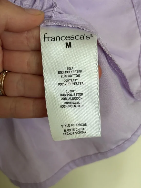 miami Lavender Smocked Puff-Sleeve Peplum Top Size M - Picture 4 of 4